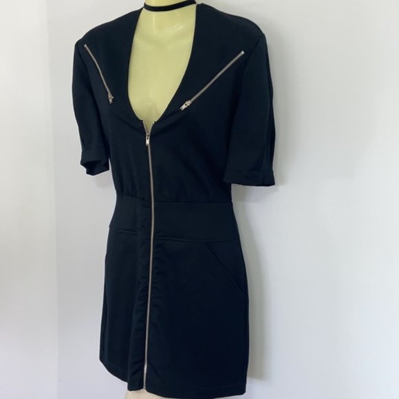Reformation Zipper Black Mini Dress Wonderful Condition~4 - Picture 6 of 8